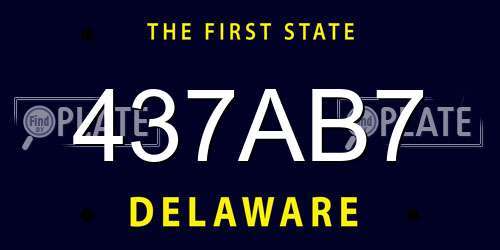 437AB7 Delaware License Plate