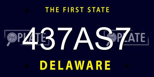 437AS7 Delaware License Plate