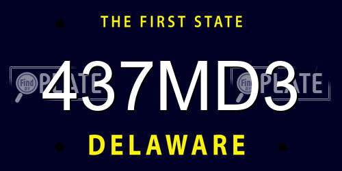 437MD3 Delaware License Plate