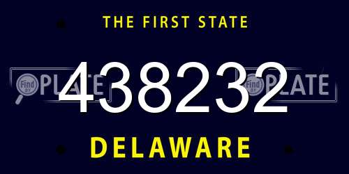 438232 Delaware License Plate