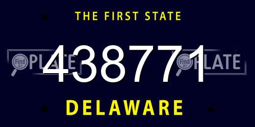 438771 Delaware License Plate
