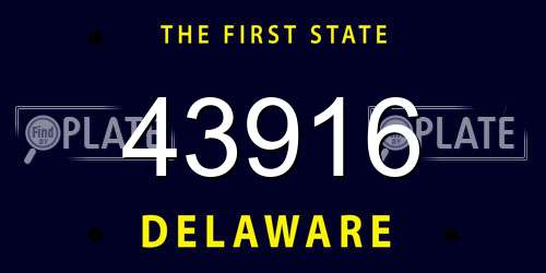 43916 Delaware License Plate