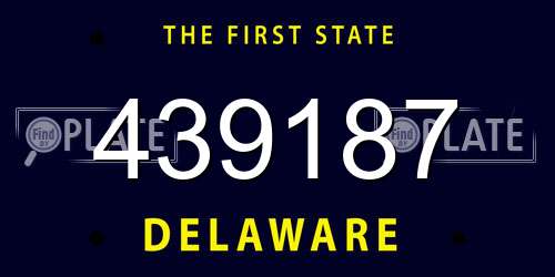 439187 Delaware License Plate