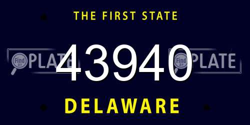 43940 Delaware License Plate