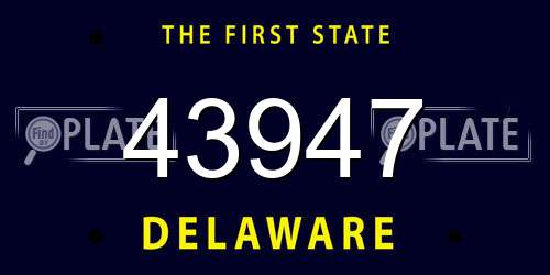 43947 Delaware License Plate