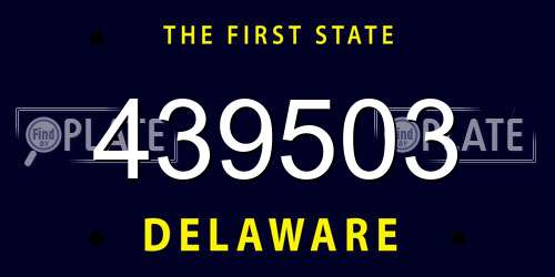 439503 Delaware License Plate