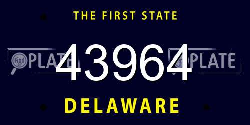 43964 Delaware License Plate
