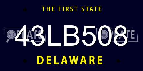 43LB508 Delaware License Plate