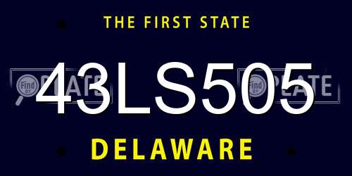 43LS505 Delaware License Plate