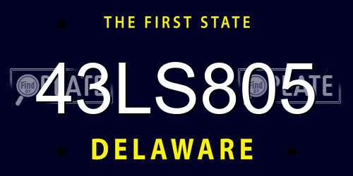 43LS805 Delaware License Plate