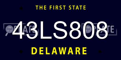 43LS808 Delaware License Plate