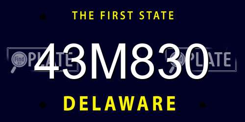 43M830 Delaware License Plate
