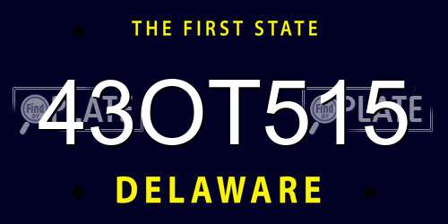 43OT515 Delaware License Plate