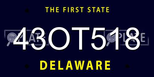 43OT518 Delaware License Plate
