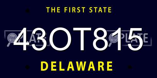 43OT815 Delaware License Plate