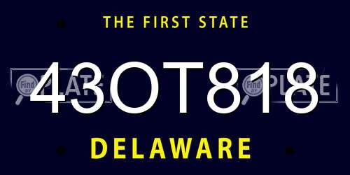 43OT818 Delaware License Plate