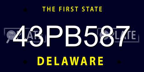 43PB587 Delaware License Plate