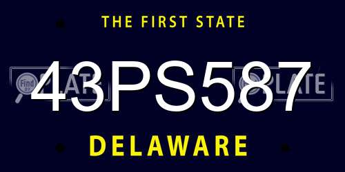 43PS587 Delaware License Plate