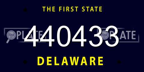 440433 Delaware License Plate