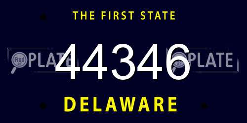 44346 Delaware License Plate