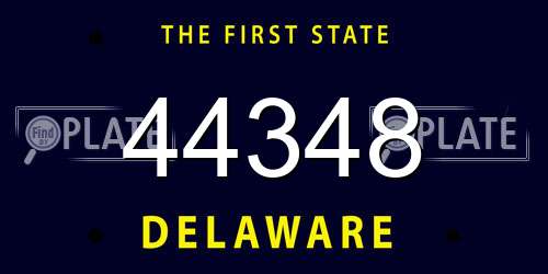 44348 Delaware License Plate