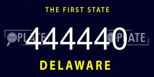444440 Delaware License Plate