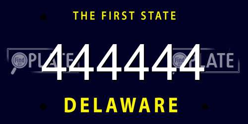 444444 Delaware License Plate