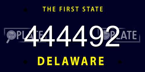 444492 Delaware License Plate