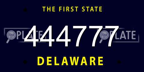 444777 Delaware License Plate