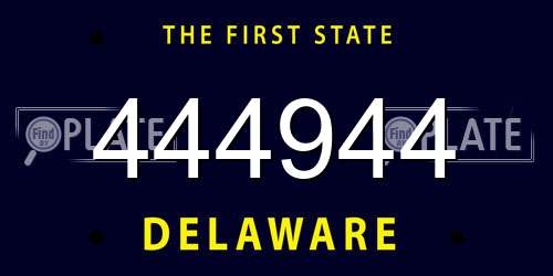 444944 Delaware License Plate