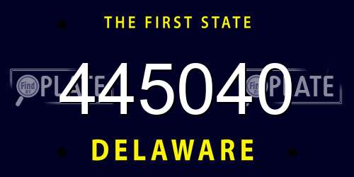 445040 Delaware License Plate