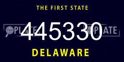 445330 Delaware License Plate