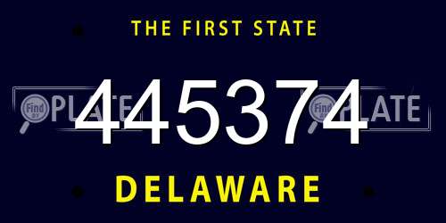445374 Delaware License Plate