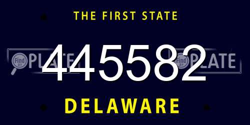 445582 Delaware License Plate