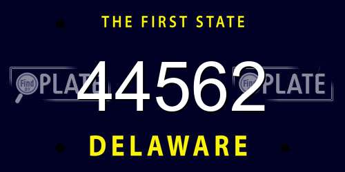 44562 Delaware License Plate