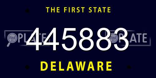 445883 Delaware License Plate