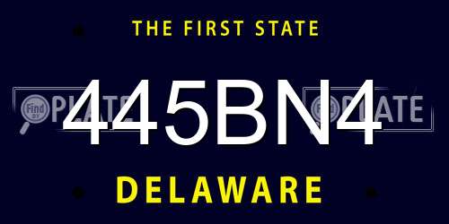 445BN4 Delaware License Plate