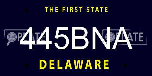 445BNA Delaware License Plate