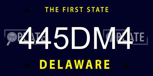 445DM4 Delaware License Plate
