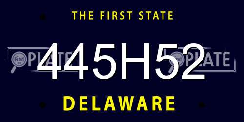 445H52 Delaware License Plate