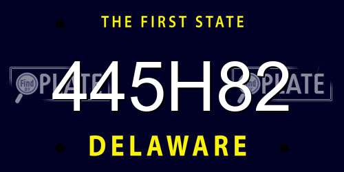 445H82 Delaware License Plate