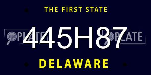 445H87 Delaware License Plate