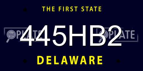 445HB2 Delaware License Plate