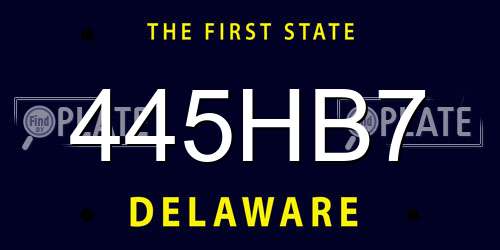 445HB7 Delaware License Plate