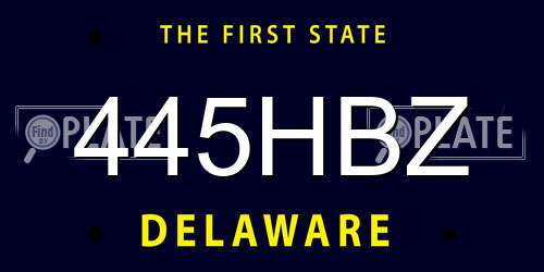 445HBZ Delaware License Plate