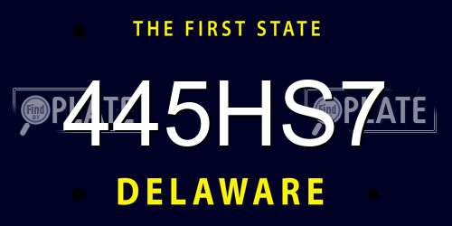 445HS7 Delaware License Plate