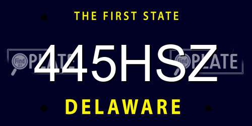 445HSZ Delaware License Plate