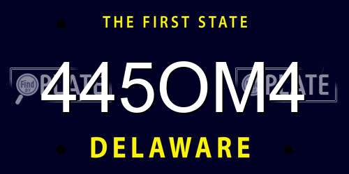 445OM4 Delaware License Plate