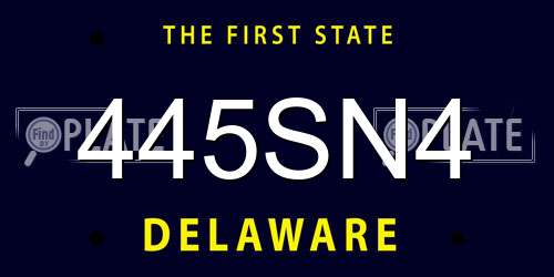 445SN4 Delaware License Plate