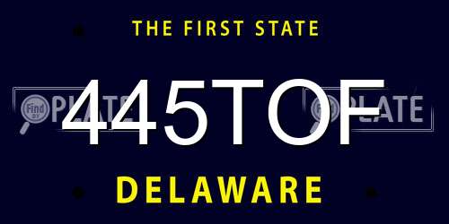 445TOF Delaware License Plate